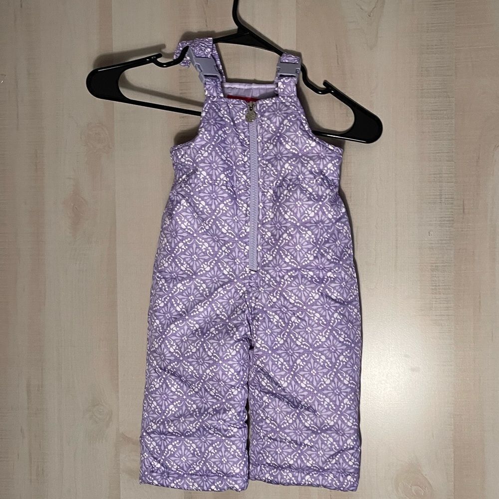 London Fog purple snow bibs overalls, snow suit, size 12 months